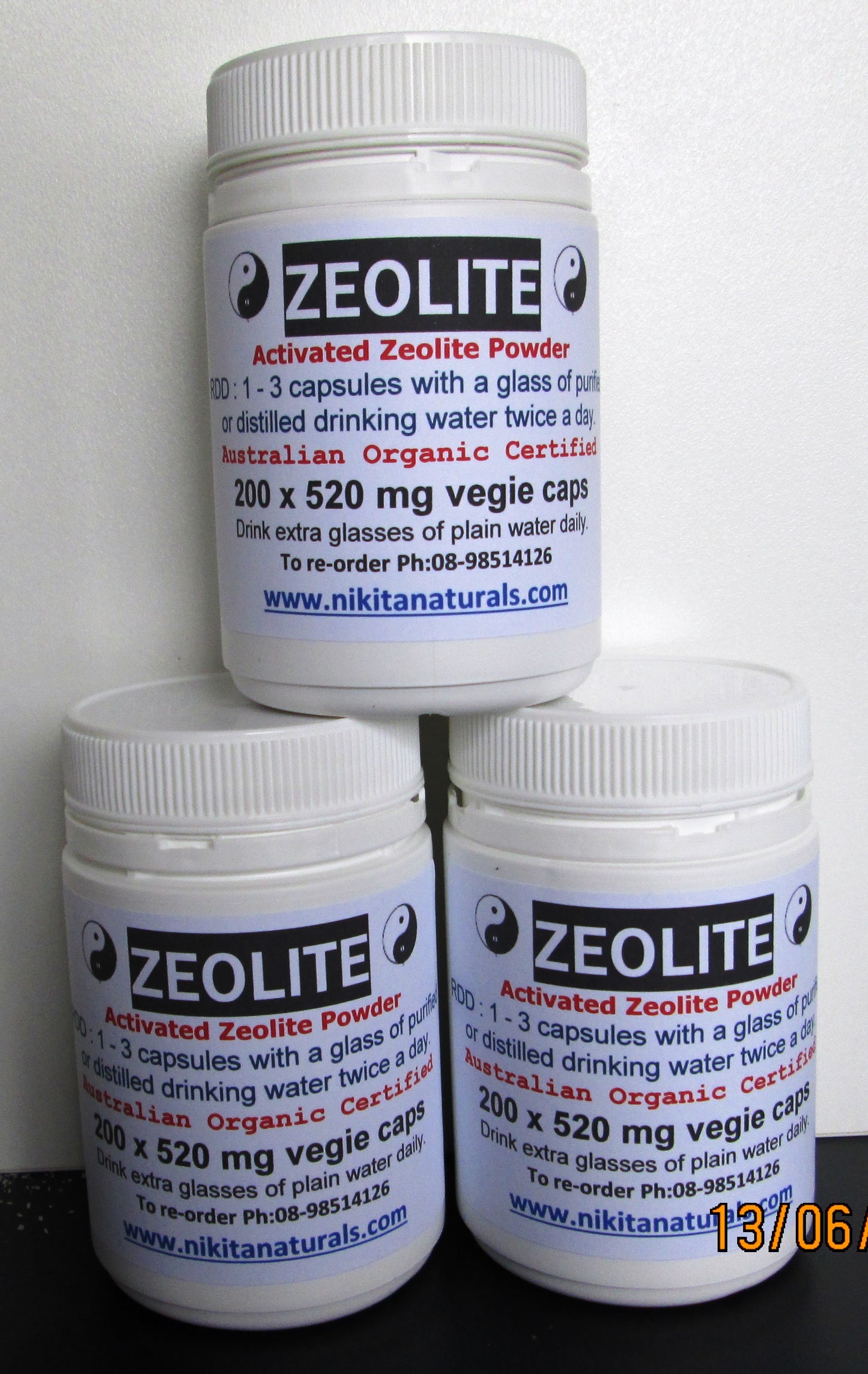 Zeolite Capsules - "Activated" powder in vegie caps 520mg x  600